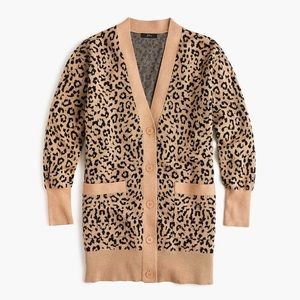 J. Crew Leopard jacquard cardigan